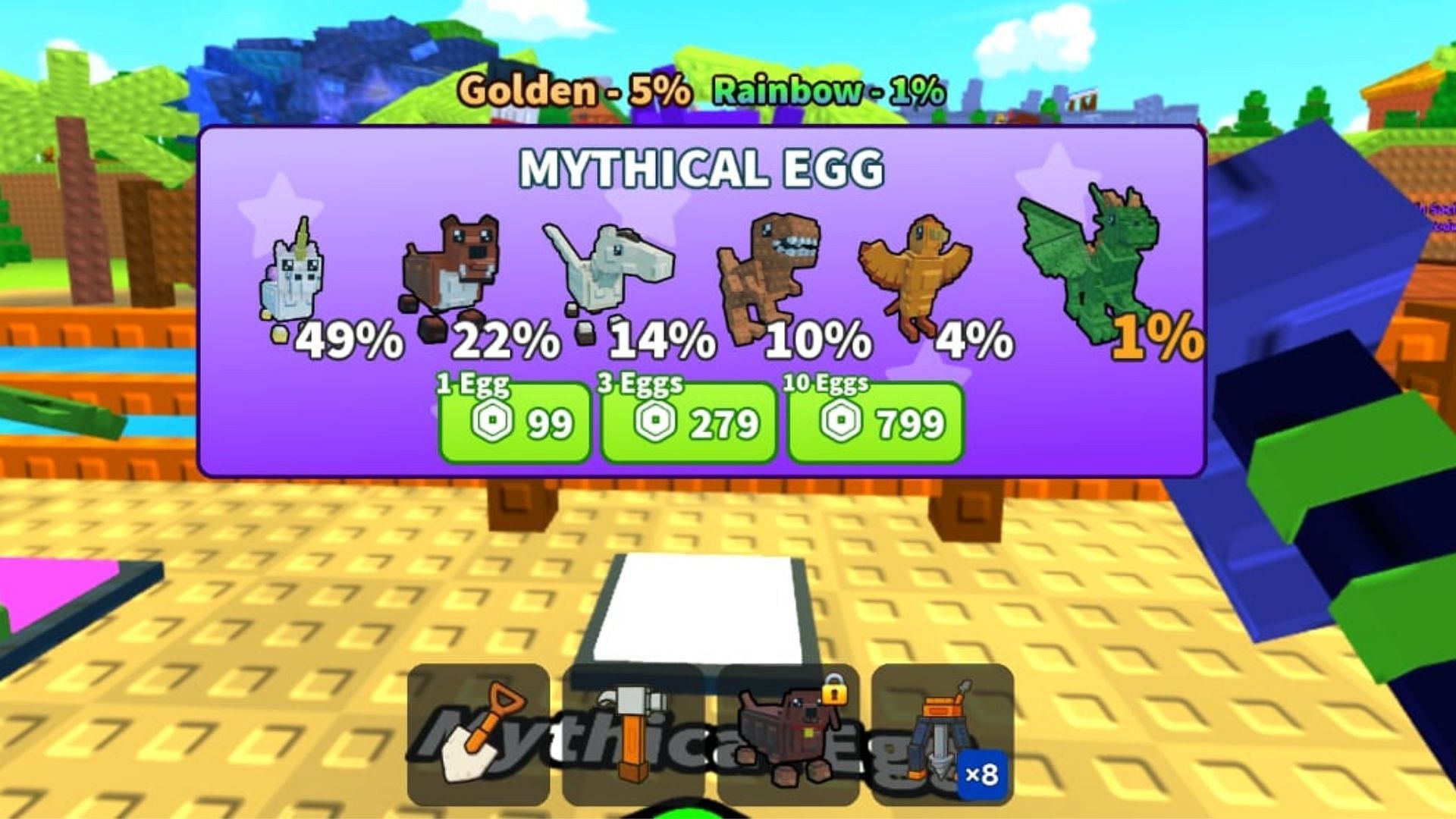A Mythical Egg contains six animals (Image via Roblox)